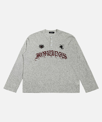 DAXUEN Light grey heathered long-sleeved Henley shirt