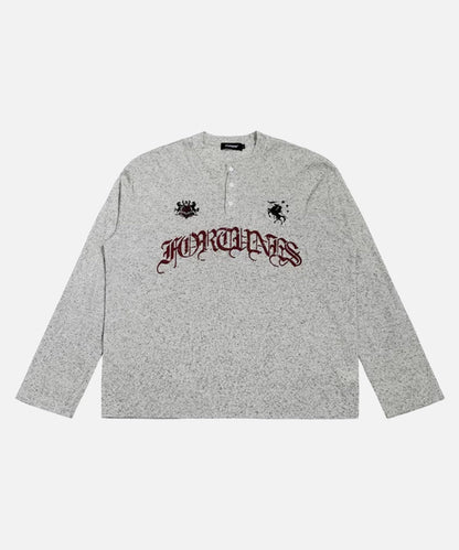 DAXUEN Light grey heathered long-sleeved Henley shirt