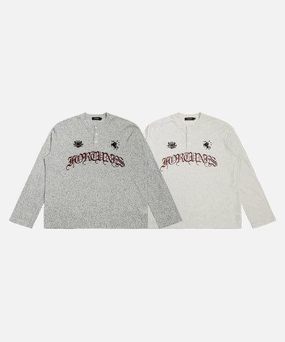 DAXUEN Light grey heathered long-sleeved Henley shirt