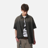 DAXUEN Oversized plaid button-up shirt with frayed edges