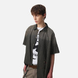 DAXUEN Oversized plaid button-up shirt with frayed edges