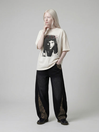 DAXUEN Freddie Mercury graphic oversized t-shirt — model photo