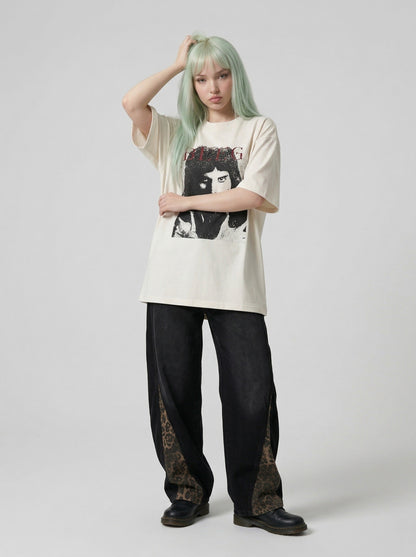 DAXUEN Freddie Mercury graphic oversized t-shirt — model photo