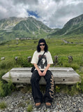 DAXUEN Freddie Mercury graphic print short-sleeved t-shirt — model photo