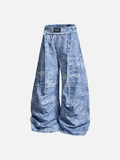 DAXUEN Oversized wide-leg pants with crinkled pattern and embroidery