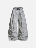DAXUEN Oversized wide-leg pants with crinkled pattern and embroidery