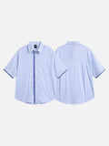 DAXUEN Men's short-sleeved button-up shirt with stripes