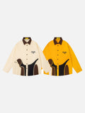 DAXUEN cream oversized tie-dye graphic crew neck sweater