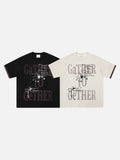DAXUEN Relaxed-fit graphic t-shirt with stylized text