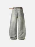 DAXUEN light blue distressed wide-leg jeans with geometric paneling