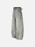 DAXUEN light blue distressed wide-leg jeans with geometric paneling