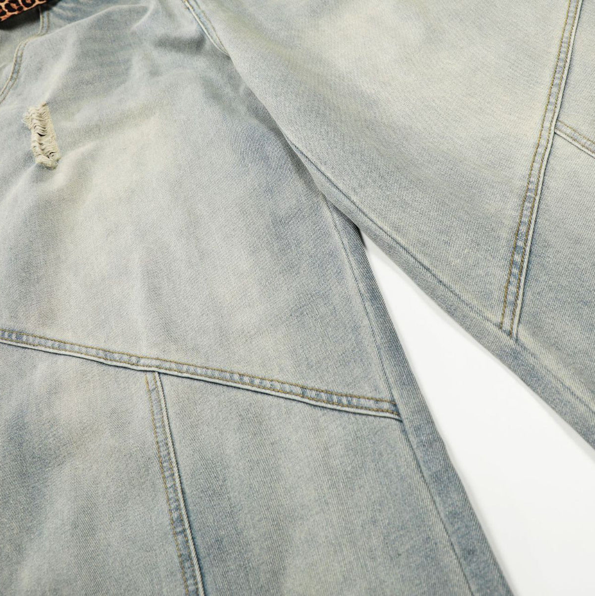 DAXUEN light blue distressed wide-leg jeans with geometric paneling