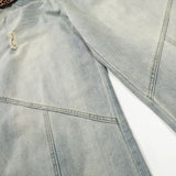 DAXUEN light blue distressed wide-leg jeans with geometric paneling