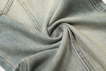 DAXUEN light blue distressed wide-leg jeans with geometric paneling