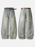 DAXUEN light blue distressed wide-leg jeans with geometric paneling