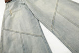 DAXUEN light blue distressed wide-leg jeans with geometric paneling