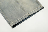 DAXUEN light blue distressed wide-leg jeans with geometric paneling