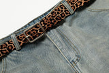 DAXUEN light blue distressed wide-leg jeans with geometric paneling