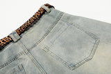 DAXUEN light blue distressed wide-leg jeans with geometric paneling