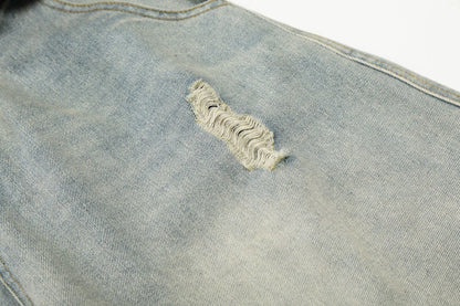 DAXUEN light blue distressed wide-leg jeans with geometric paneling
