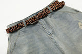 DAXUEN light blue distressed wide-leg jeans with geometric paneling