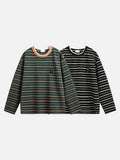 DAXUEN black oversized striped top with geometric embroidery