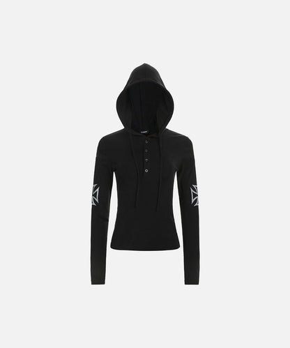 DAXUEN Long sleeve hooded top with geometric graphics