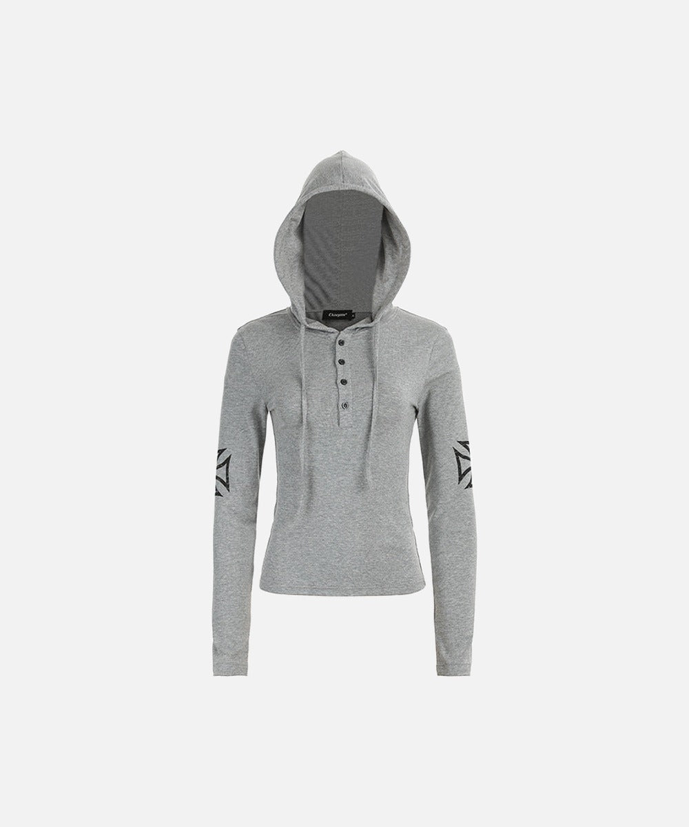 DAXUEN Long sleeve hooded top with geometric graphics