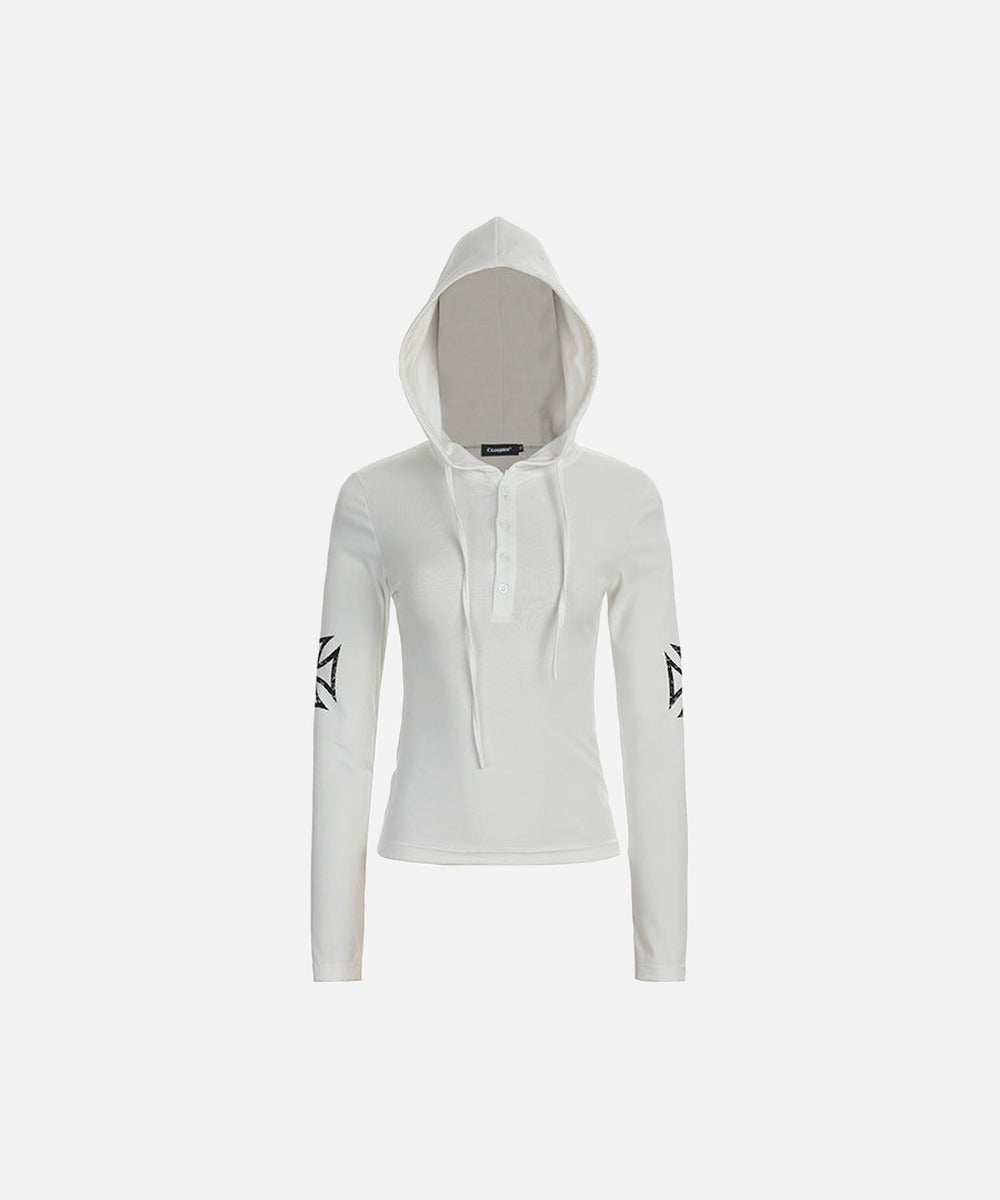 DAXUEN Long sleeve hooded top with geometric graphics