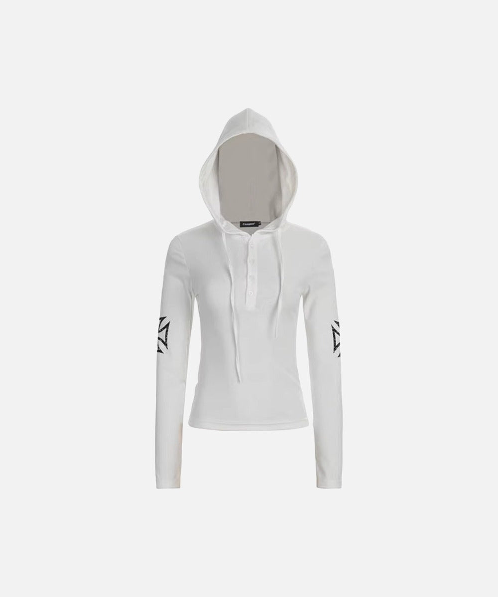 DAXUEN Long sleeve hooded top with geometric graphics