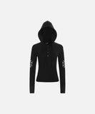 DAXUEN Long sleeve hooded top with geometric graphics