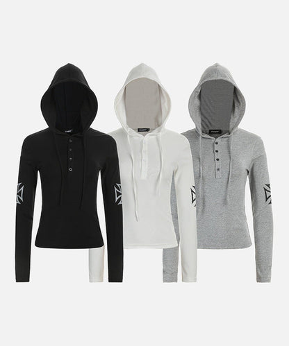 DAXUEN Long sleeve hooded top with geometric graphics