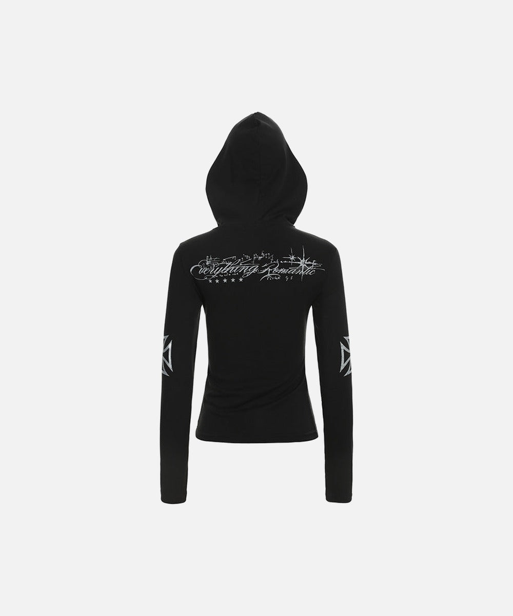 DAXUEN Long sleeve hooded top with geometric graphics
