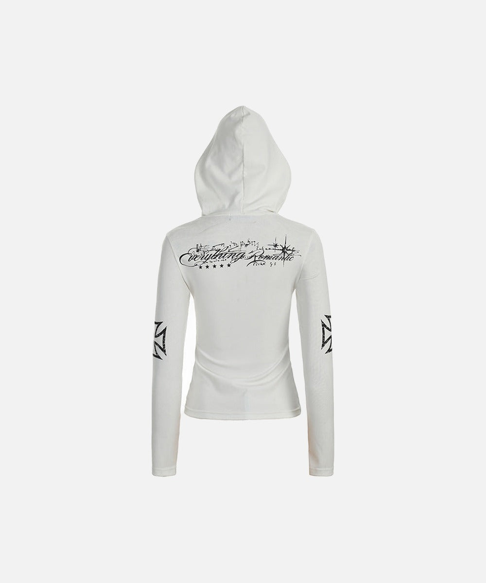 DAXUEN Long sleeve hooded top with geometric graphics