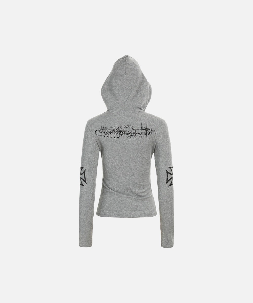 DAXUEN Long sleeve hooded top with geometric graphics