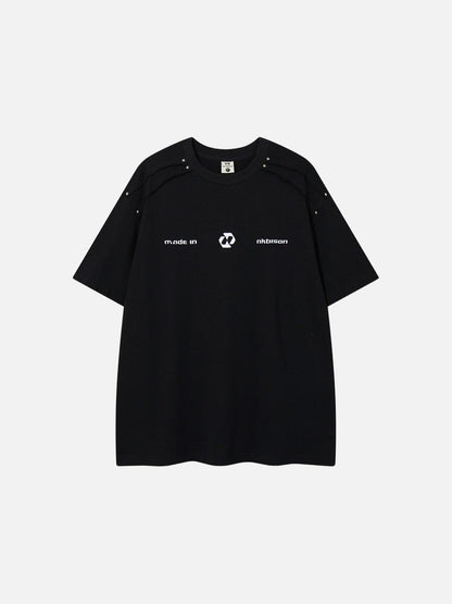 DAXUEN Oversized short-sleeve T-shirt with geometric logo