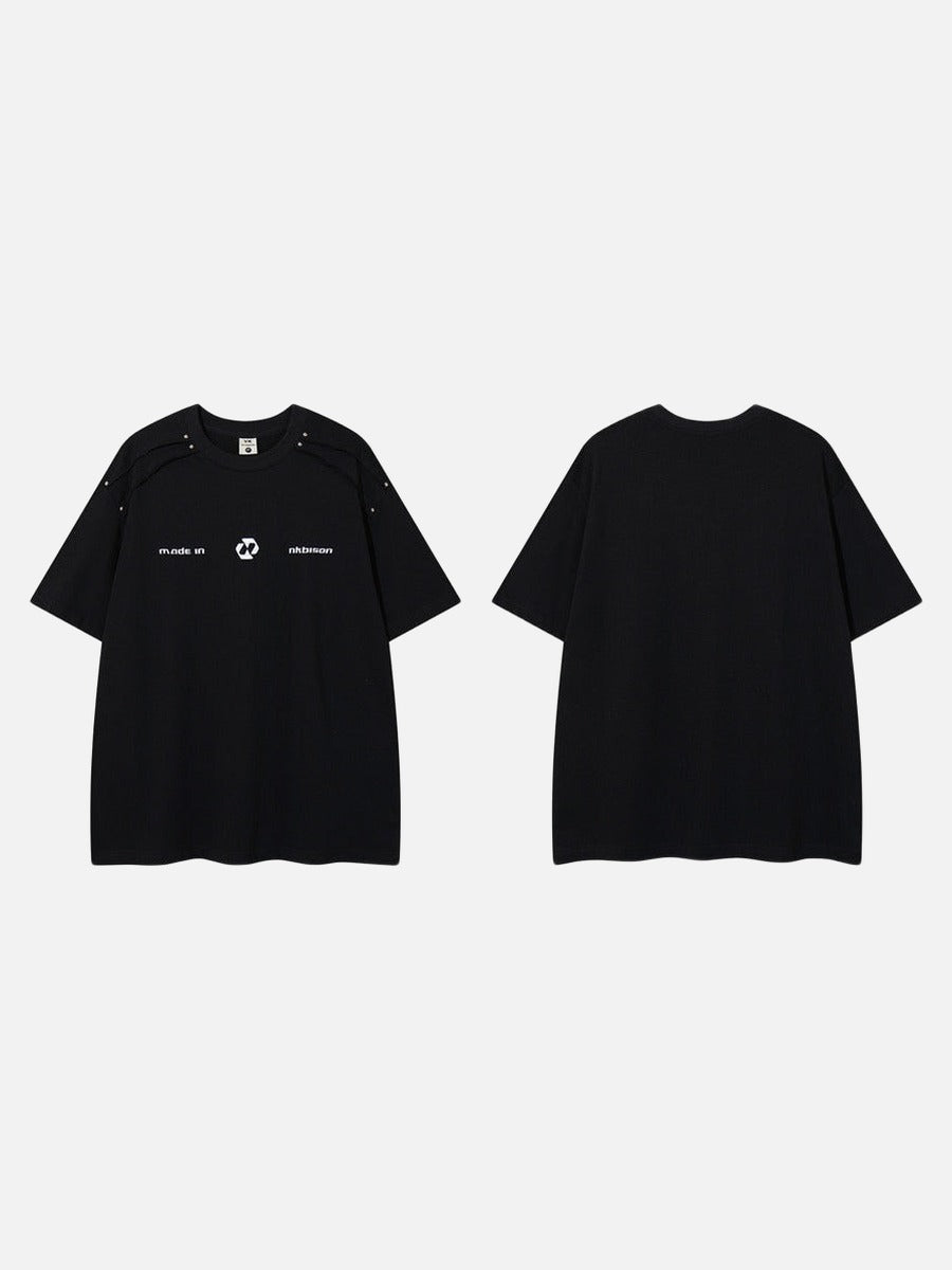 DAXUEN Oversized short-sleeve T-shirt with geometric logo