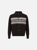 DAXUEN dark grey oversized geometric-patterned knit cardigan