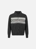 DAXUEN dark grey oversized geometric-patterned knit cardigan