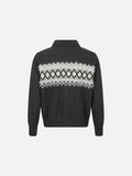 DAXUEN dark grey oversized geometric-patterned knit cardigan