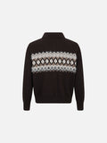 DAXUEN dark grey oversized geometric-patterned knit cardigan
