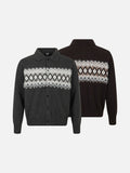 DAXUEN dark grey oversized geometric-patterned knit cardigan