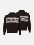 DAXUEN dark grey oversized geometric-patterned knit cardigan