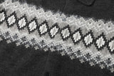 DAXUEN dark grey oversized geometric-patterned knit cardigan