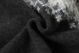 DAXUEN dark grey oversized geometric-patterned knit cardigan