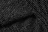 DAXUEN dark grey oversized geometric-patterned knit cardigan