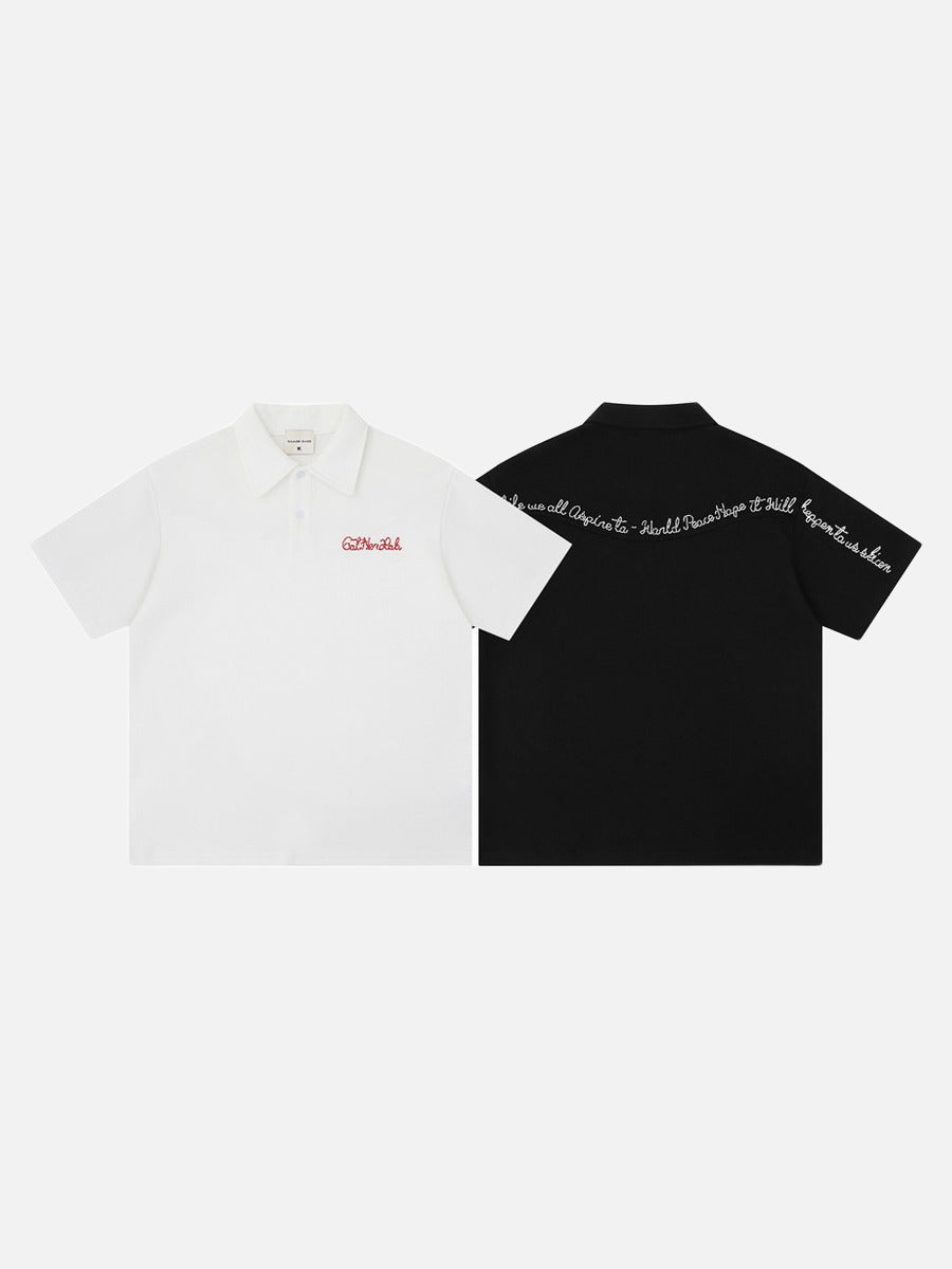 DAXUEN Short-sleeved loose-fitting polo shirt with embroidery
