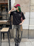 DAXUEN Short-sleeved loose-fitting polo shirt with embroidery — model photo