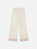 DAXUEN Gingham apple embroidered wide-leg pants