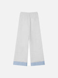 DAXUEN Gingham apple embroidered wide-leg pants